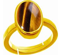 Arwacraft Bague œil de tigre naturelle 3,50 carats - Pierre œil de tigre/œil de tigre naturel certifié - Plaqué or - Pierre chitti pour homme et femme - Certifié B0DDJRT9MRNAMZ - Taille S, Small