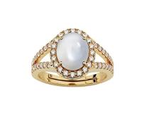Arwacraft Bague réglable avec opale naturelle et certifiée 7,25 Ratti de 6,50 carats et oxyde de zirconium - Taille ovale - Cadeau pour femmes et filles - B0BSXCCWMRNAMZ, Small, Pierre précieuse
