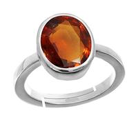 Arwacraft Bague réglable en argent de qualité A1 5,25 Ratti 4,25 crt et grenat hessonite certifié (Gomed) pour homme et femme - B08K7LX6MRNAMZ