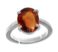 Arwacraft Bague réglable en argent de qualité A1 5,25 Ratti 4,25 crt et grenat hessonite certifié (Gomed) pour homme et femme - B08K7HL3MRNAMZ