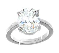 Arwacraft Bague réglable en argent de qualité naturelle Rashi Ratna avec zircon blanc astrologique 6 carats pour homme et femme Qualité A par laboratoire - Certifié-B09DQ2JHMRNAMZ