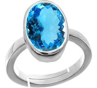 Arwacraft Bague réglable en plaqué argent avec topaze bleue 5,25 carat de qualité spéciale 4,25 carats - Qualité supérieure Aaa + - Qualité pour homme ou femme - B0C2QG4RMRNAMZ