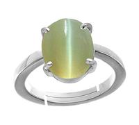 Arwacraft Bague réglable non chauffée non chauffée certifiée 5,25 Ratti de qualité supérieure œil de chat plaqué argent par laboratoire certifié (Aaa +) de qualité pour homme et femme
