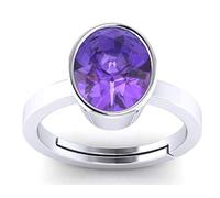 Arwacraft Bague réglable plaquée argent non chauffée non chauffée 7,25 Ratti 6,30 carats A et certifiée par Wtgtl Natural Amethyst Stone Tone réglable pour homme et femme - B08XQXX4MRNAMZ