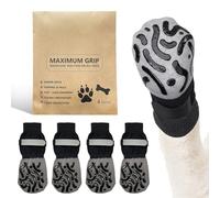 ARWIG Lot de 4 chaussette | Anti-léchage pour chien | Chaussettes réglables avec adhérence | Textiles et Accessoires pour Chiens | Protection Coussinet (Noir, L)