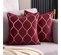 Arwllzz Housse de Coussin Velours Moderne Géométrique Oreiller Decoratif | Canapé Dore Bordeaux Housse Coussin 40×40 Bohème Cushion Cover Decoration pour Noël Chambre Salon Maison Lot de 2