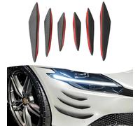 Arwrilt Lot de 6 becquets de pare-chocs de voiture autocollants pour pare-chocs avant, diffuseur anti-rayures pour voiture, kit universel de modification de carrosserie (fibre de carbone noire)