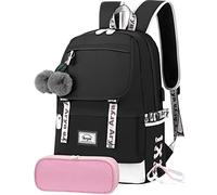 Arya Cartable Fille Primaire Sac à Dos Collège Ado CE1 CE2 CM1 CM2 5 6ème Enfants Sac ècole Adolescent Filles 8 9 10 11 12 13 14 15 Ans (Noir)