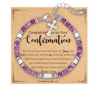 AryaHozel Petit bracelet avec croix en pierres précieuses, cadeaux de baptême/première communion/confirmation pour adolescentes, cadeaux chrétiens pour femmes, filles, enfants, cadeaux religieux de