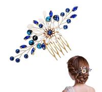 ARYIMYDP 1 Pièce Bijoux Cheveux Mariage Peigne Cheveux Mariage Broche Cheveux Mariage Accessoire Cheveux Mariage, Fleurs et Perles, Bleu Marine et Jaune, Pour Mariée et Occasions Spéciales