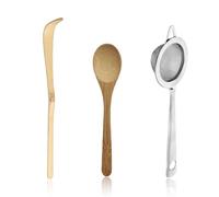ARYIMYDP 1 set D'accessoires pour Matcha Comprenant Cuillere Matcha, Tamis et Cuillere en Bois, Indispensable pour la Préparation du Thé Matcha