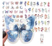 ARYIMYDP 100 Pièces d'Autocollants Fleur,Stickers fleurs,Fleurs et papillons à l'encre de Chine, Accessoires de Journal,Set de Stickers Décoratifs pour Portable,Bouteille d'Eau,Planificateur,DIY