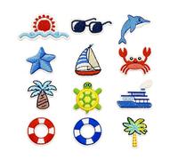 ARYIMYDP 12 patchs thermocollants été mer, écussons boho hippie motifs plage océan, appliques brodées pour vêtements sac chapeau DIY décoration textile pour décoration maison voyage quotidien et idée