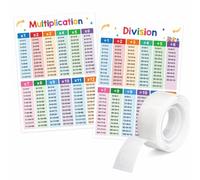 ARYIMYDP 2 Affiches Éducatives Table de Multiplication et Division, Posters Pédagogiques avec Ruban Adhésif, pour Enfants, École et Maison