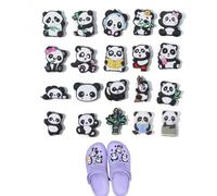 ARYIMYDP 20 pièces Accessoires pour Chaussures, Spécialement Conçus pour Crocs, Adaptés aux Accessoires Crocs, Design Panda, Faciles à Fixer, pour Garçons, Filles et Adultes