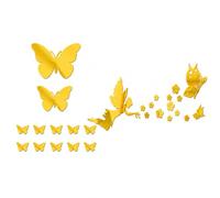 ARYIMYDP 28 pièces stickers muraux miroir acrylique doré, papillons et anges autocollants 3D, décoration murale amovible pour salon chambre couloir enfant déco dorée maison fête murale