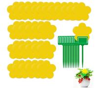 ARYIMYDP 30 Pièges Anti Moucherons Collants Jaunes en Forme de Fleur pour Plantes d'Intérieur, Attrape Mouche de Terreau Efficace & Non Toxique, avec 10 Supports