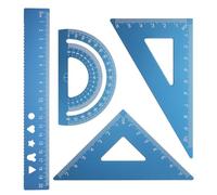 ARYIMYDP 4 pièces Ensemble, en alliage d'aluminium, rapporteur gradué, équerre, règle architecte, double décimètre, triangulaire incassable, pour étudiants, dessinateurs, ingénieurs et maths