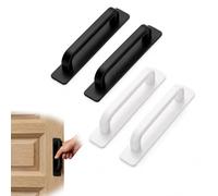 ARYIMYDP 4 Poignées Autocollantes pour Porte Balcon et Terrasse, Sans Perçage Montage Facile Extérieur, Adapté Meubles, Placards et Fenêtres Noir et Blanc