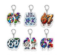 ARYIMYDP 6 Pièces Porte-Clés Mème 67 en Acrylique, Cool Brainrot Pendentif Créatif Sac à Main Charme, Cadeaux Drôles pour Fans Femmes Filles Accessoire de Fête Originale Cadeau