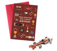 ARYIMYDP Carte d'Anniversaire Voiture de Course avec Puzzle 3D, Carte Pop-Up Originale pour Hommes et Garçons avec Enveloppe, Idée Cadeau Unique pour les Passionnés de Sport Automobile