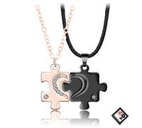 ARYIMYDP Colliers Puzzle pour Couple Amoureux, Double Bijou Galvanisé Anti-Décoloration, Idéal pour Saint-Valentin Anniversaire de Mariage