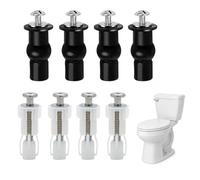 ARYIMYDP Fixation Abattant WC 4 Pièces, Kit Universel Montage Supérieur Nylon Renforcé & Chevilles Caoutchouc, Anti-Desserrage, Compatible Tous Cuvettes (Noir/Blanc M5)