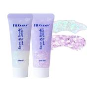 ARYIMYDP Gel Paillettes Holographiques Chunky Set 2x30ml Blanc & Rose Argenté, Longue Tenue Visage Corps Cheveux pour Festival, Fête, Maquillage Sirène.