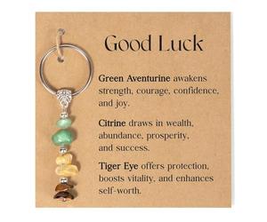 ARYIMYDP Gri-Gri en Cristaux avec Pierres de Guérison, Assemblage Unique d'Aventurine, Citrine et Œil de Tigre, Idée Cadeau Symbolique pour Souhaiter Succès et Vitalité, Parfait pour un Départ