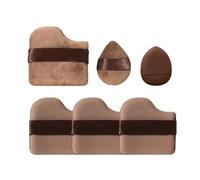 ARYIMYDP Houppettes Maquillage Marron Chocolat Set de 6 (4 Gdes + 2 Ptes) - Application Précise sans traces pour un teint impeccable. Éponges lavables pour fond de teint, poudre et correcteur.