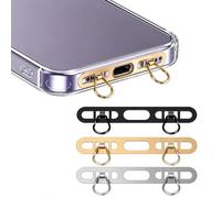 ARYIMYDP Patch Support Cordon Téléphone en Acier Inoxydable, Métal Fin Robuste Universel pour Coque, Antivol Anti-Chute, Adaptateur pour Cordon Tour de Cou, Lot 3 Pièces (Or Champagne, Noir, Argent)