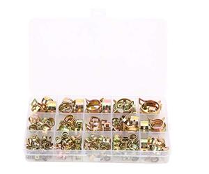 Arythia 115 Pièces Assortiment de Clips à Ressort, Colliers de Serrage pour Tuyaux 6-22 mm, Fixations pour Tuyaux en Zinc Coloré, pour Durite Essence, Air, Eau