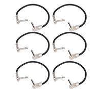Arythia 6 Lot Câbles Pour Pedalboard, 30 cm Patch Cable Jack Guitare Droit Angle, Câble Pédale Effet Blindé PVC, pour Guitare Électrique, Basse, Clavier, Amplificateur (Flat Head Silver)