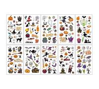 ARYU 10 Autocollants Tatouages Temporaires FantôMes Blancs Cartoon Pour Halloween Pour Les éVéNements Festifs