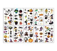 ARYU 10 Autocollants Tatouages Temporaires FantôMes Blancs Cartoon Pour Halloween Pour Les éVéNements Festifs