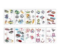 ARYU 10 PièCes Autocollants De Tatouage ImperméAbles Coupe EuropéEnne Match Fan Club Visage Autocollants Football Autocollants De Tatouage Lumineux 120x76mm