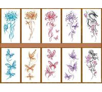 ARYU 10 PièCes Papillon Couleur Fleur Lotus Rose ImperméAble Jetable Autocollants De Tatouage Pour Les Femmes Simulation 11.4 * 21 Cm S-003