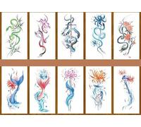 ARYU 10 PièCes Papillon Couleur Fleur Lotus Rose ImperméAble Jetable Autocollants De Tatouage Pour Les Femmes Simulation 11.4 * 21 Cm S-004