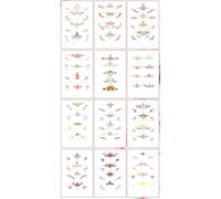 ARYU 12 Eyebrow Stickers Ancient Style Flower Inlay Forehead Printed Tattoo Stickers Waterproof Long-Lasting