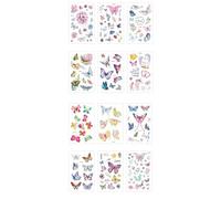ARYU 12 pièces Autocollants De Tatouage De Dessins AniméS Pour Enfants, ImperméAbles à L'Eau, Autocollants De Tatouage De Papillons ColoréS