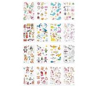 ARYU 16 PièCes Autocollants De Tatouage De Dessin Animé Brillant Pour Enfants Licorne SirèNe Pirate Autocollant De RéCompense Vert Fluorescent Autocollant Temporaire ImperméAble 120 * 76mm