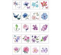 ARYU 20 PièCes D'Autocollants De Tatouage De Fleurs ImperméAbles, Petits Autocollants Pour Visage Frais 6×6cm Cc-101