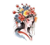 ARYU 4 Autocollants De Tatouage Oreille De Chat Renard Femme Fleurs De Prunier ImperméAbles Longue DuréE ColoréS Ventre Bras Jambe Poignet D'éPaule Couleur Stickers