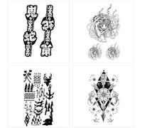 ARYU 4 Boussoles Motif Doigt FantôMe Serpent Japonais Jus De Fruits Herbes Tatouage Patch ImperméAble Longue DuréE Bras Ne Se Lave Pas Non RéFléChissant/Femme Semi-Permanent