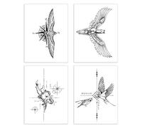 ARYU 4 Feuilles D'Autocollants De Tatouage à Base De Plantes à Motifs GéOméTriques Pour Hommes, ImperméAbles Et Durables Pour Femmes, 11 × 18 Cm