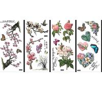 ARYU 4 PièCes Autocollant De Tatouage 3d éTanche En Trois Dimensions Couleur Impression Autocollant De Tatouage Papillon Fleur Animal 9 * 19cm H-100