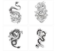ARYU 4 PièCes Chinese Dragon Juice Herbal Tattoo Patch RéSistant à L’Eau Longue DuréE Bras Ne Peut Pas Laver Hors Non-RéFléChissant Hommes Et Femmes Semi-Permanent