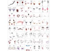 ARYU 40 Halloween Tattoo Stickers Face Stickers Weird Super Realistic Waterproof Stickers