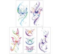 ARYU 5 Autocollants Tatouages Fleurs Peintes Avec Des Fleurs Et Des Papillons Aux Couleurs Vives Pour Les Bras Et Le Dos