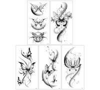 ARYU 5 Autocollants Tatouages Pour Les Bras RepréSentant Des Fleurs Peintes Avec Des Fleurs Et Des Papillons éClatants Pour Les Bras Et Le Dos